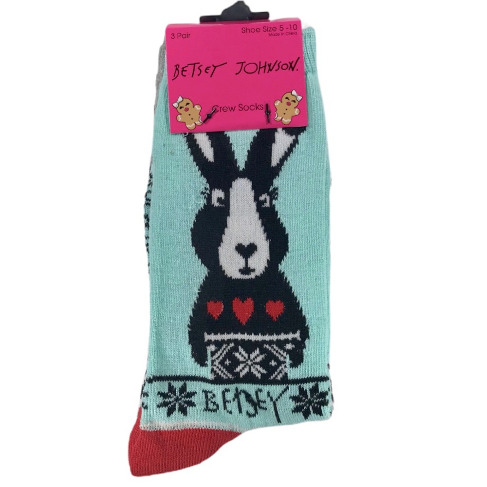 3pr Betsey Johnson Crew Socks